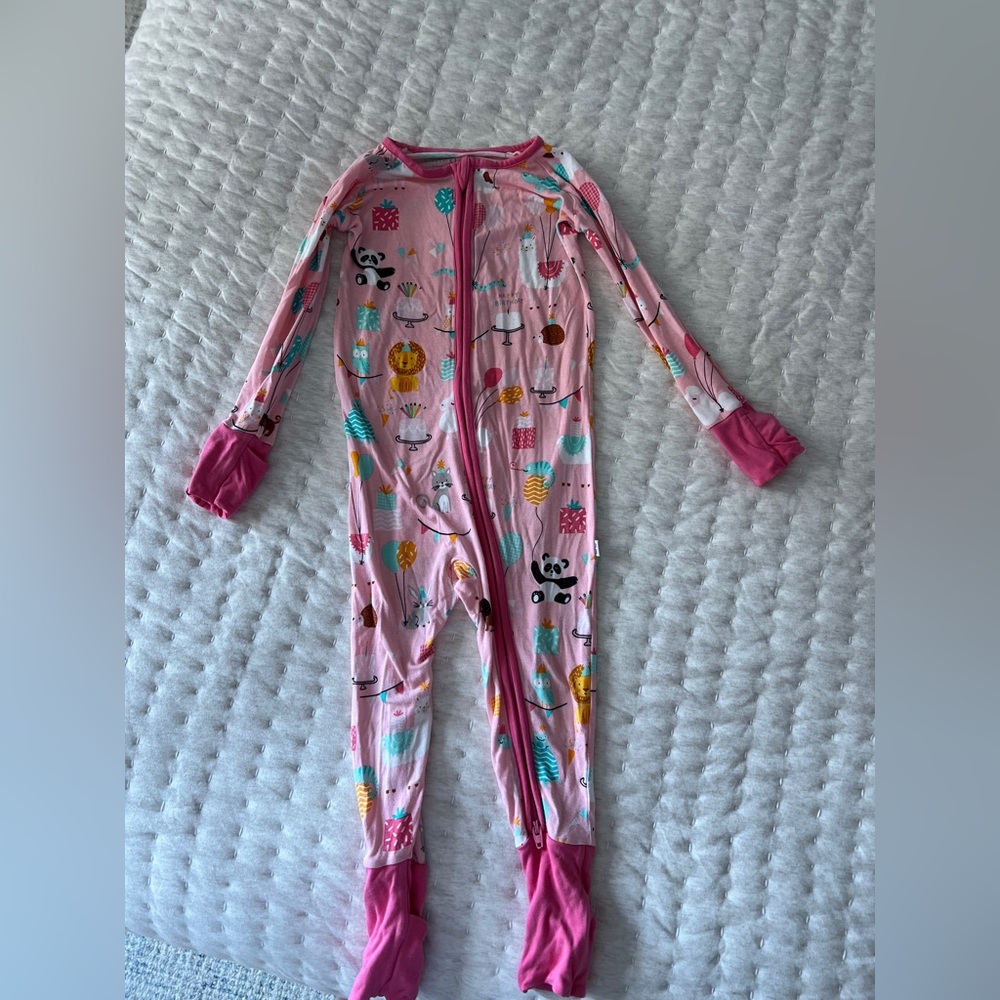 Little Sleepies Pink Party Animals Zippy - size 12-18 months